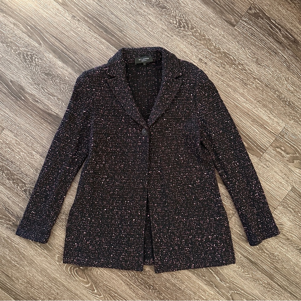 St. John single button longer length blazer